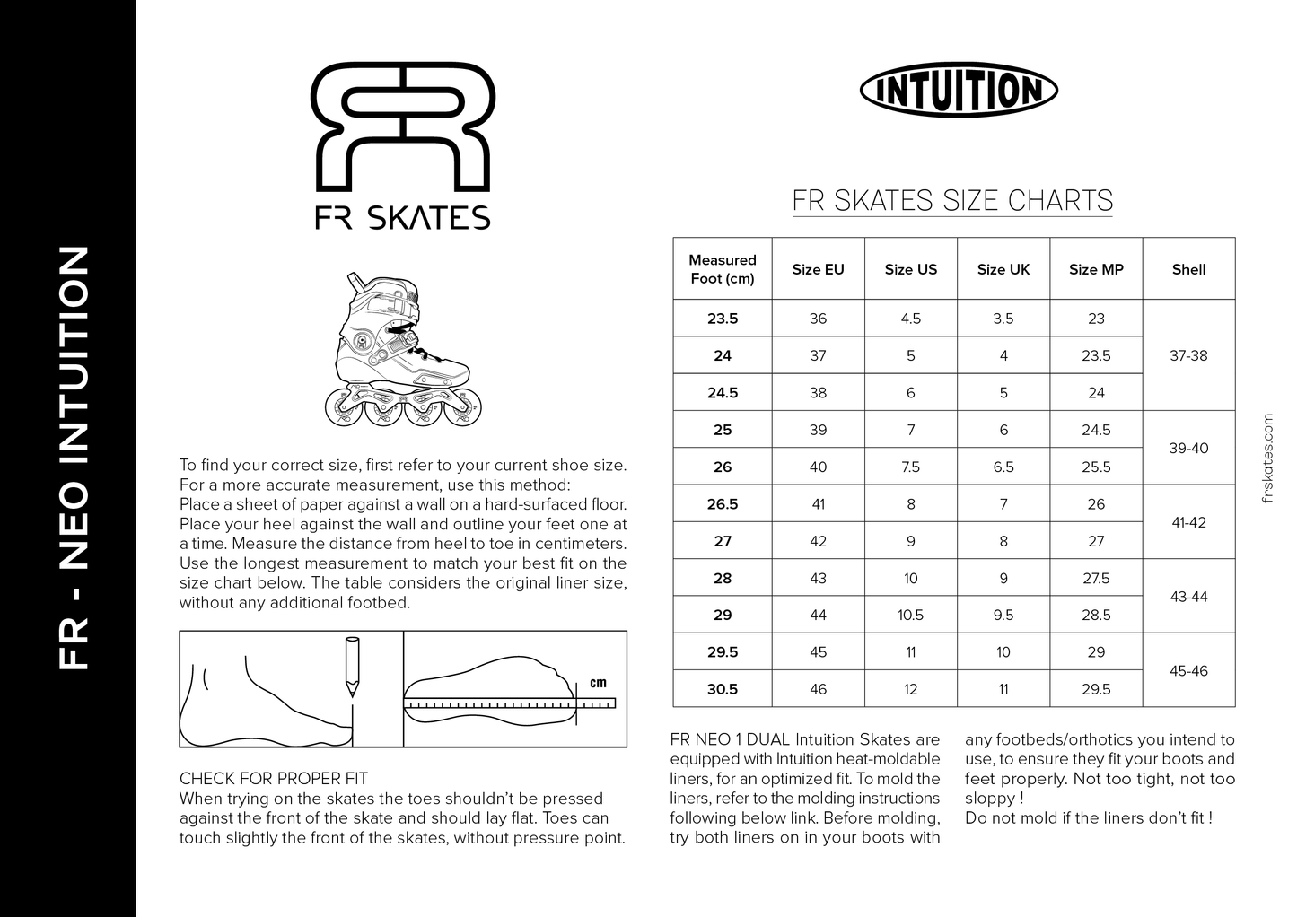 FR Skates NEO 1 Dual 80 Intuition freeride skates with Intuition liner