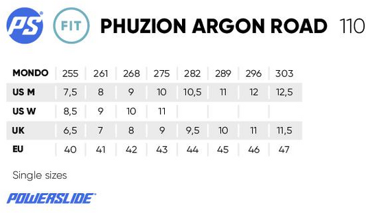 Powerslide Phuzion Argon Road Black 110 fitness inline skates with TRINITY mount and MYFIT liner
