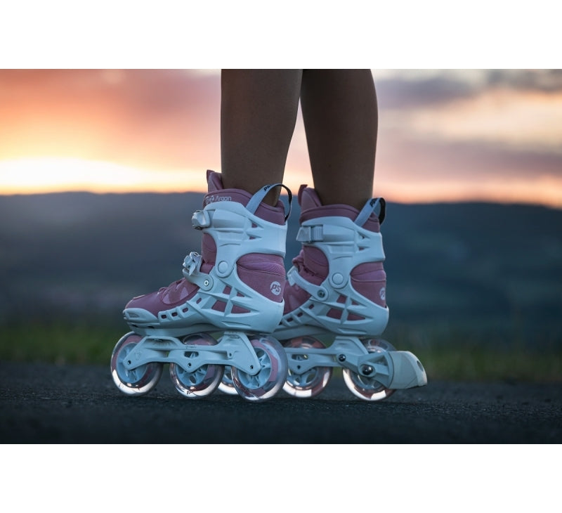 Powerslide Phuzion Argon Rose 100 fitness inline skates with TRINITY 3-point mounting and 100 mm wheels