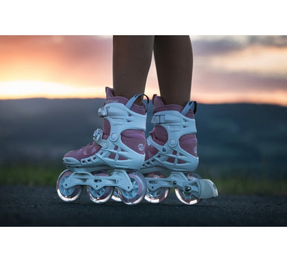 Powerslide Phuzion Argon Rose 100 fitness inline skates with TRINITY 3-point mounting and 100 mm wheels