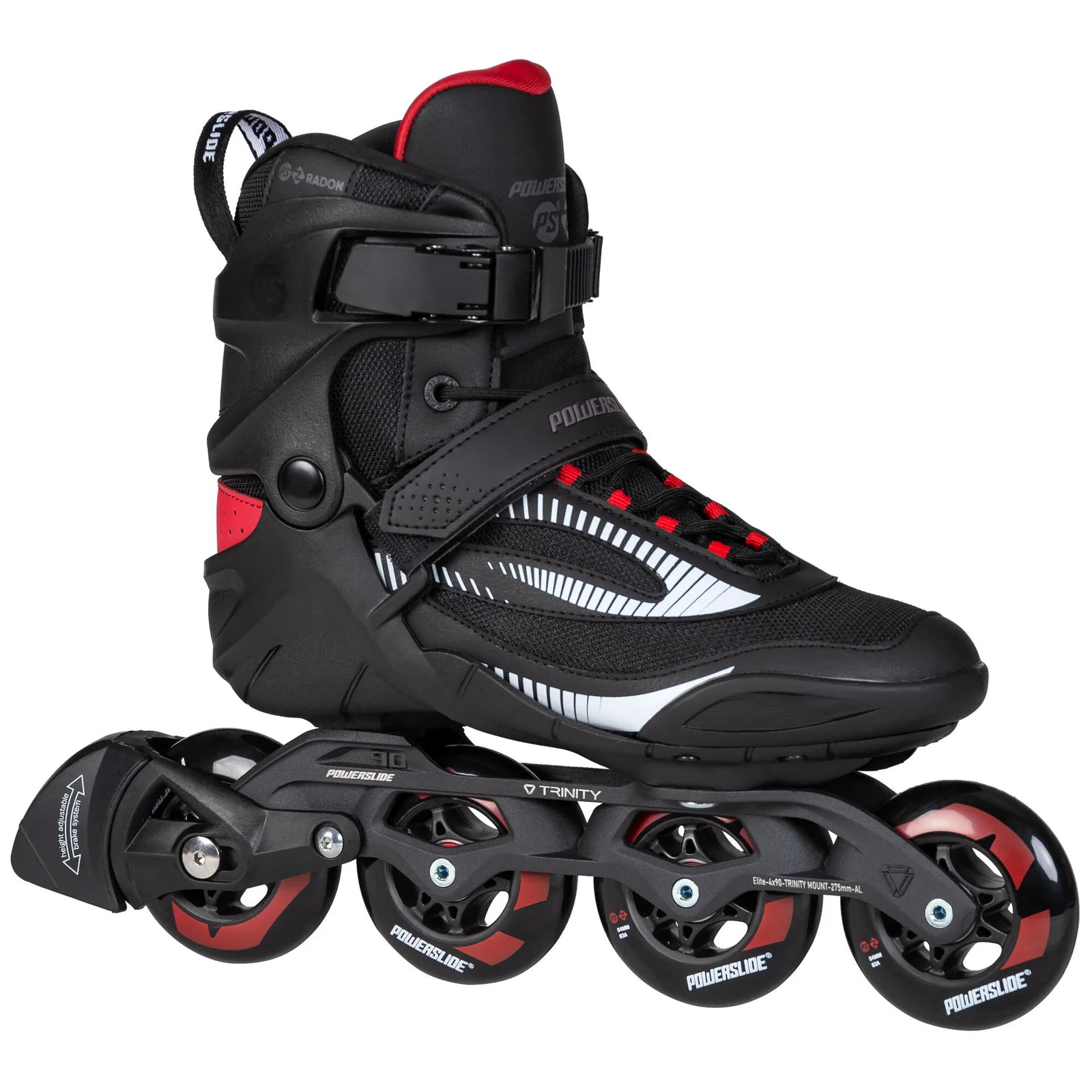 Powerslide Phuzion Radon Charcoal 84 fitness inline skates with TRINITY frame and ABEC 7 bearings