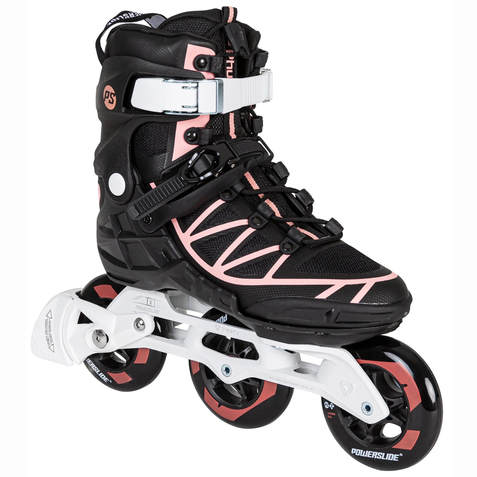 Powerslide Phuzion Argon Coral 100 fitness inline skates with TRINITY mount and 3x100mm wheels
