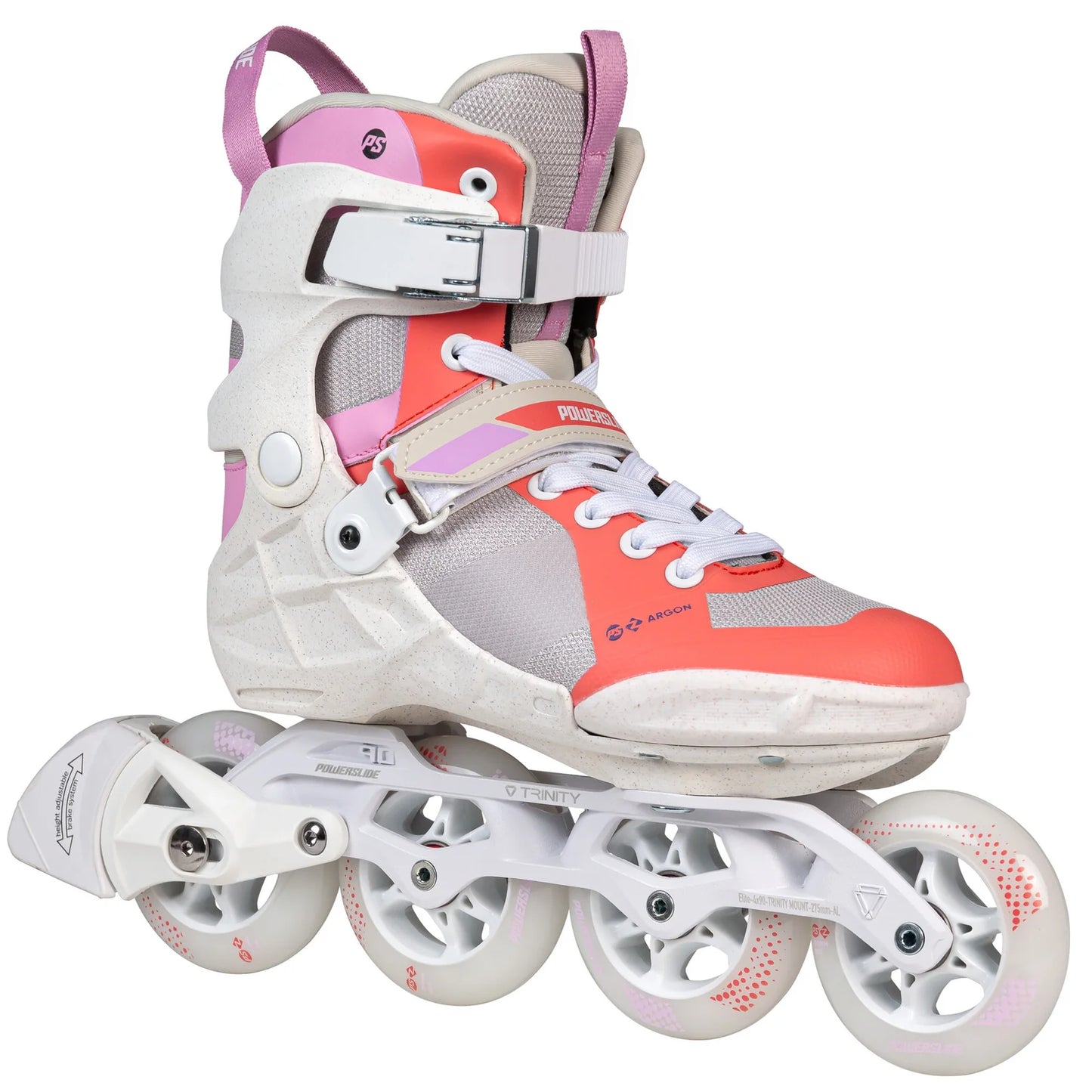 Powerslide Phuzion Argon Peach 90 fitness inline skates with TRINITY X mount and MYFIT Recall liner