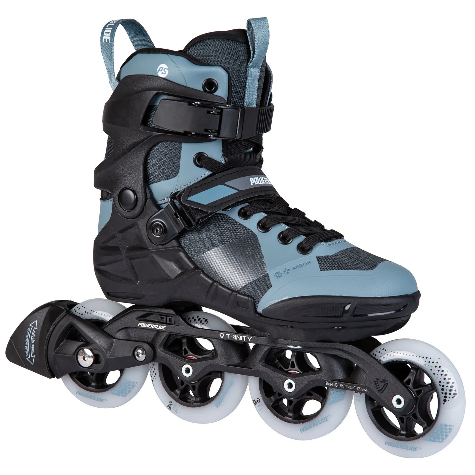 Powerslide Phuzion Argon Grey 90 fitness inline skates with TRINITY X mount and 90 mm wheels