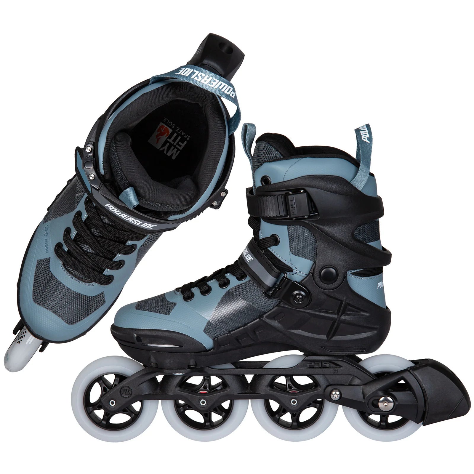 Powerslide Phuzion Argon Grey 90 fitness inline skates with TRINITY X mount and 90 mm wheels
