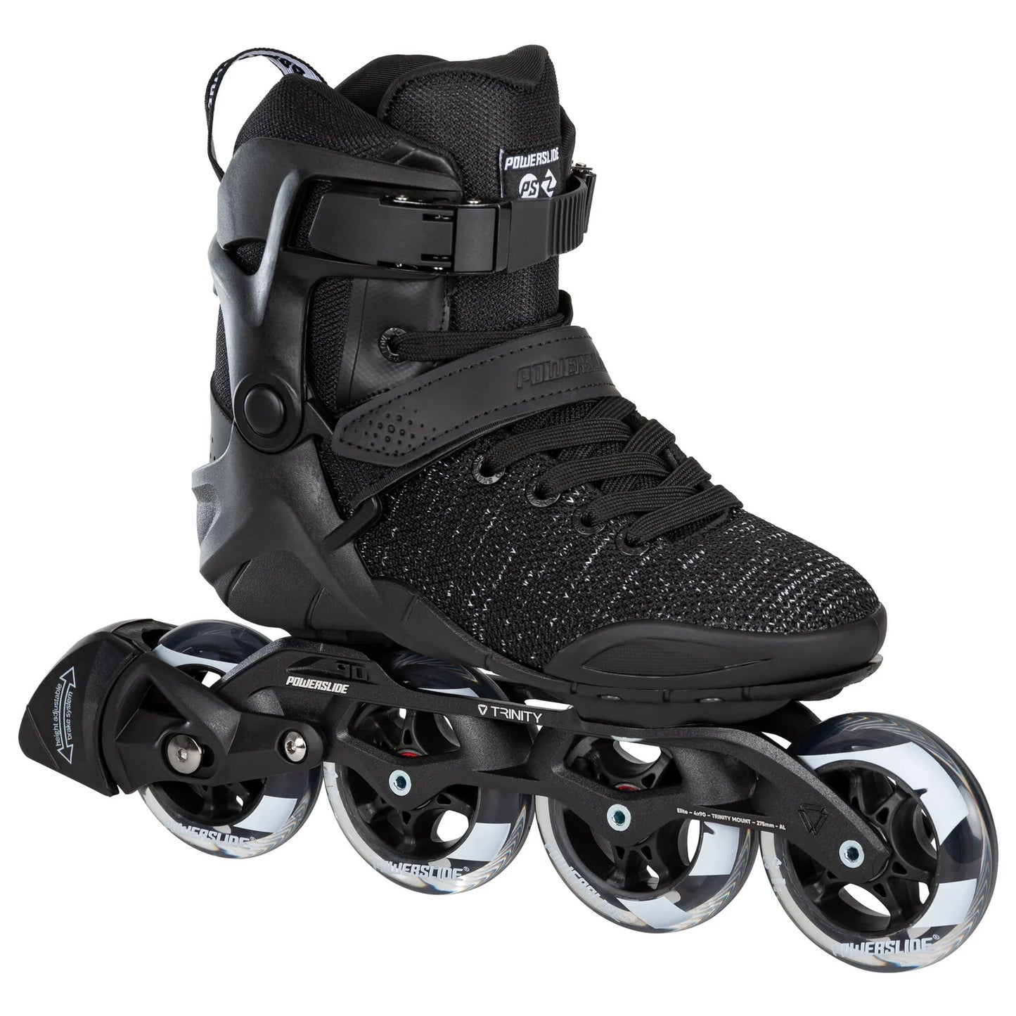 Powerslide Phuzion Xenon Black 90 fitness inline skates with TRINITY mount and 90 mm wheels