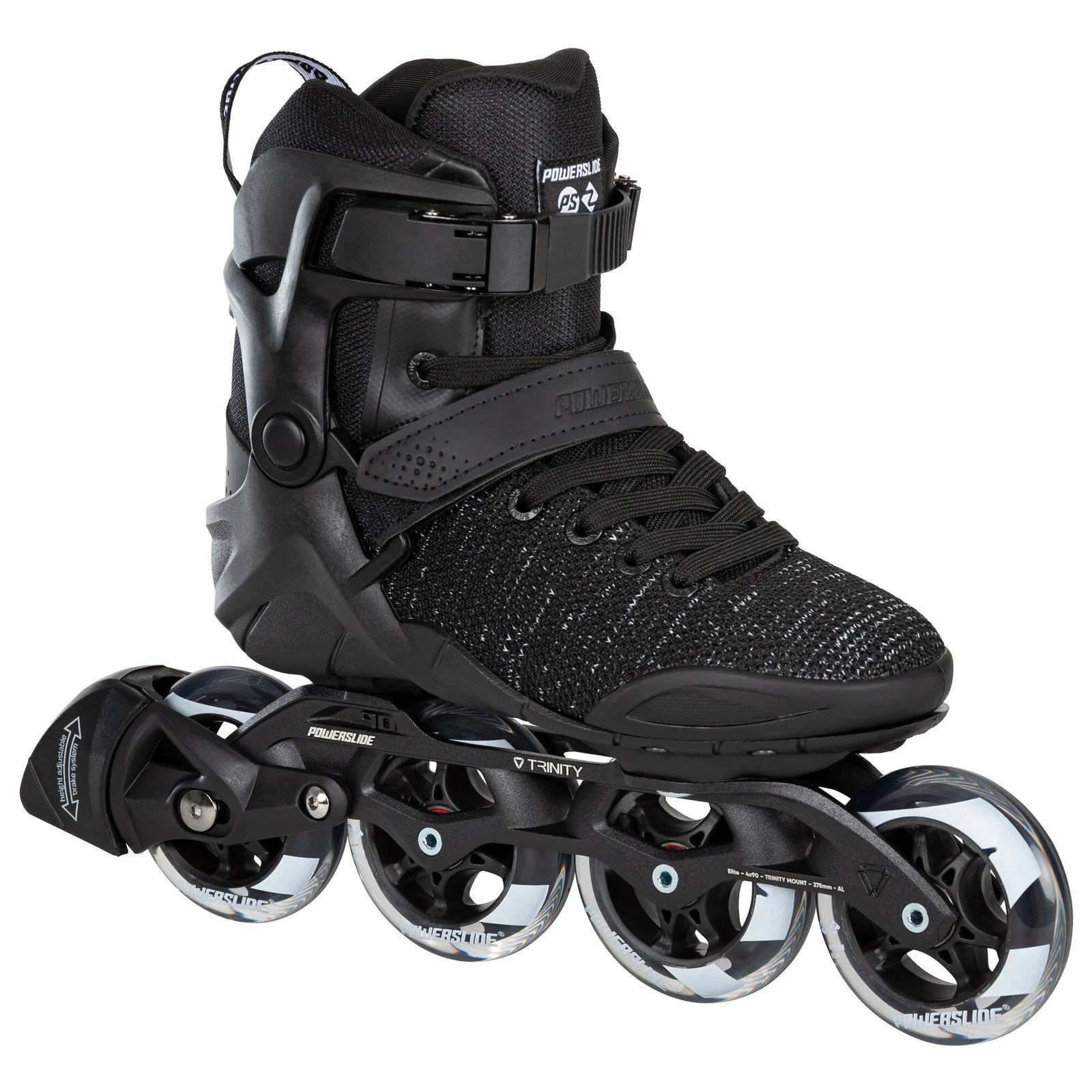 Powerslide Phuzion Xenon Black 90 fitness inline skates with TRINITY mount and 90 mm wheels