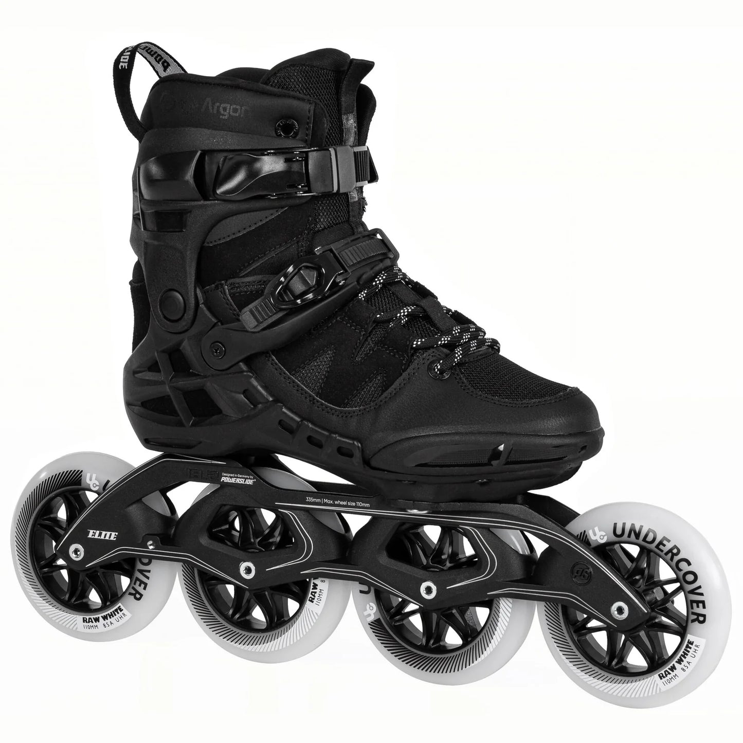 Powerslide Phuzion Argon Road Black 110 fitness inline skates with TRINITY mount and MYFIT liner