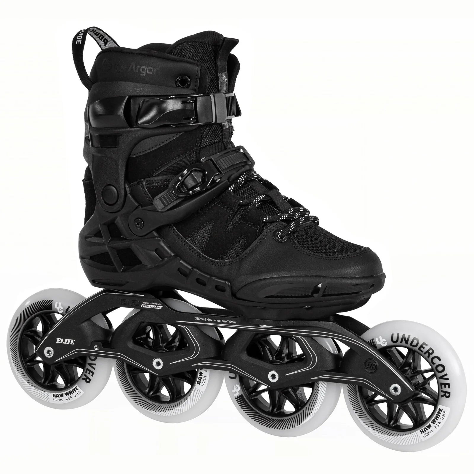 Powerslide Phuzion Argon Road Black 110 fitness inline skates with TRINITY mount and MYFIT liner