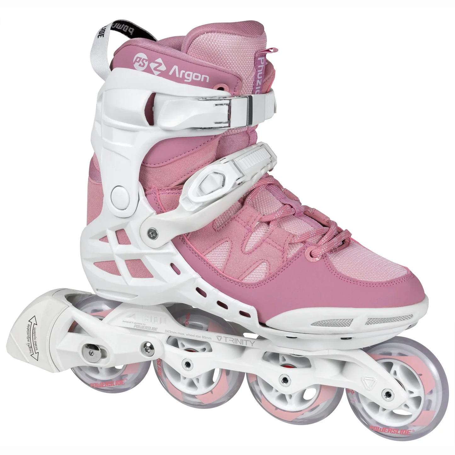 Powerslide Phuzion Argon Rose 80 fitness inline skates with TRINITY X frame and memory liner