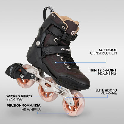 Powerslide Phuzion Radon Bronze 90 fitness inline skates with TRINITY X system for smooth, daily skating