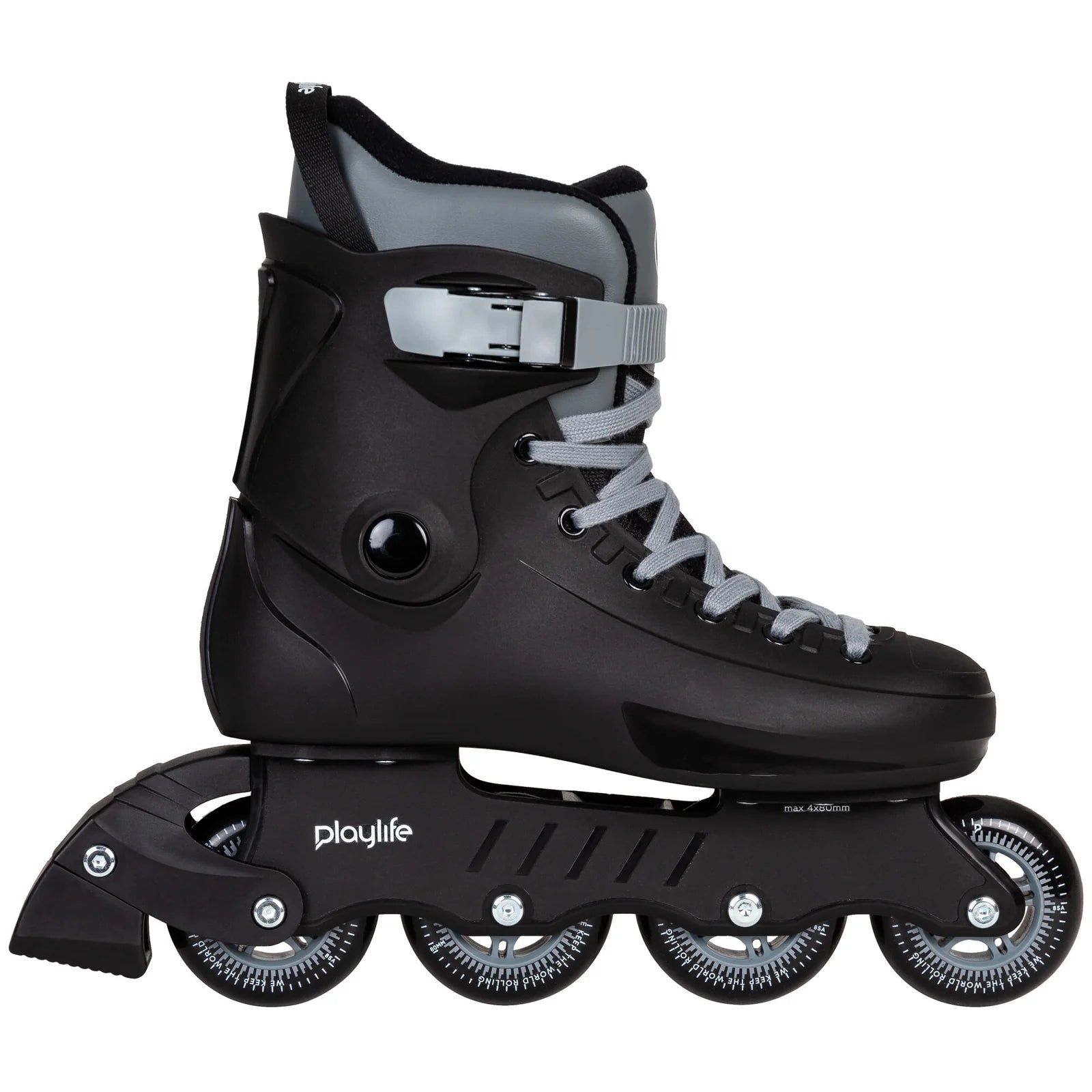 Playlife Rave Black 80 entry-level hardboot inline skates for fitness and city skating