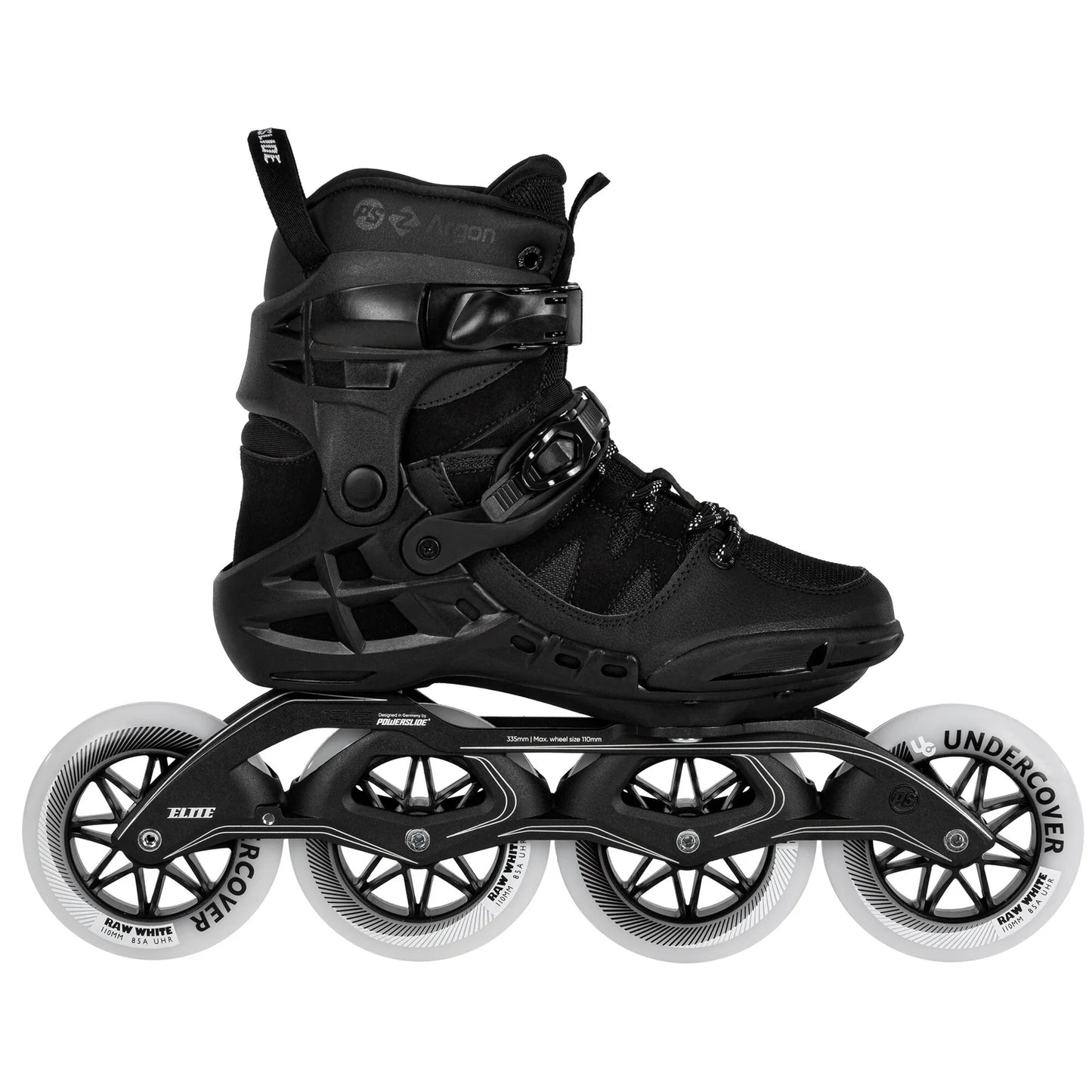 Powerslide Phuzion Argon Road Black 110 fitness inline skates with TRINITY mount and MYFIT liner