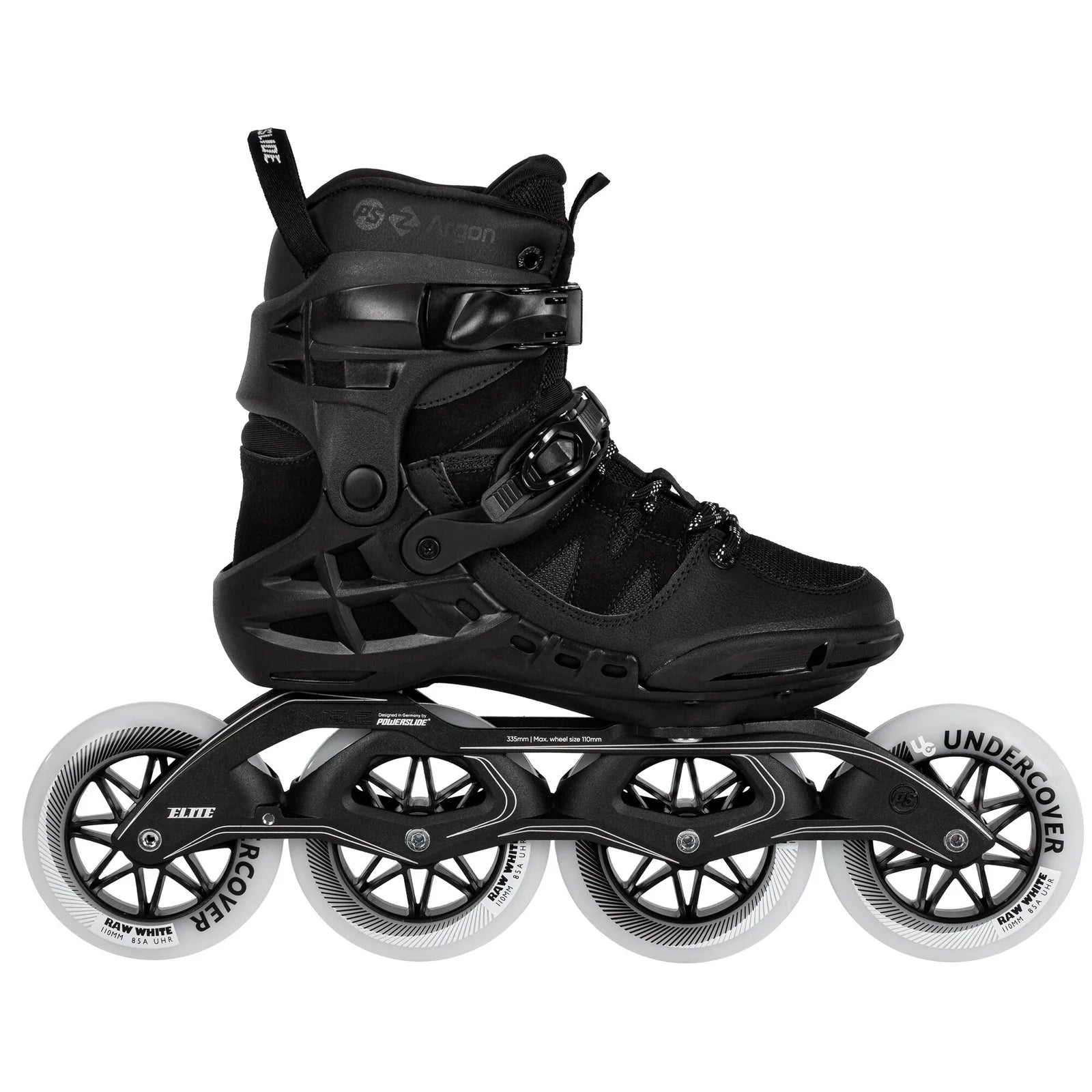 Powerslide Phuzion Argon Road Black 110 fitness inline skates with TRINITY mount and MYFIT liner