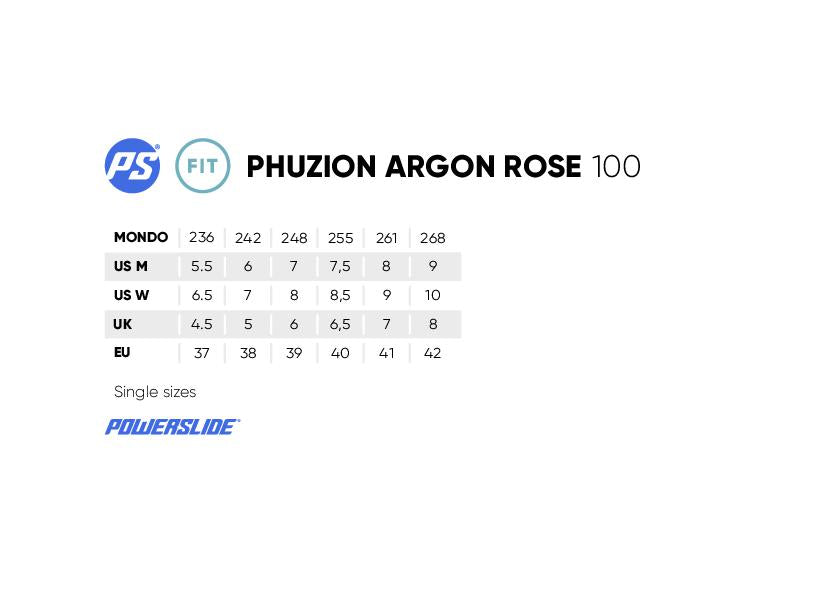 Powerslide Phuzion Argon Rose 100 fitness inline skates with TRINITY 3-point mounting and 100 mm wheels