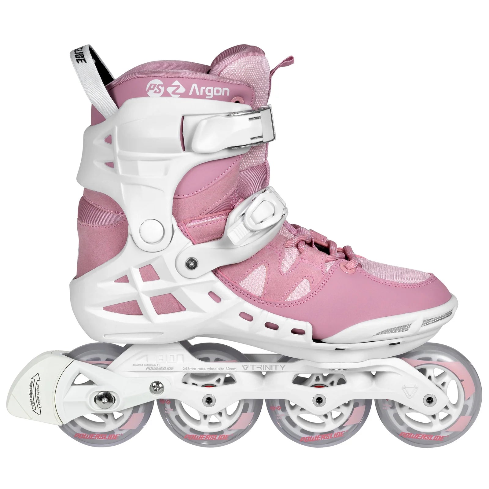 Powerslide Phuzion Argon Rose 80 fitness inline skates with TRINITY X frame and memory liner