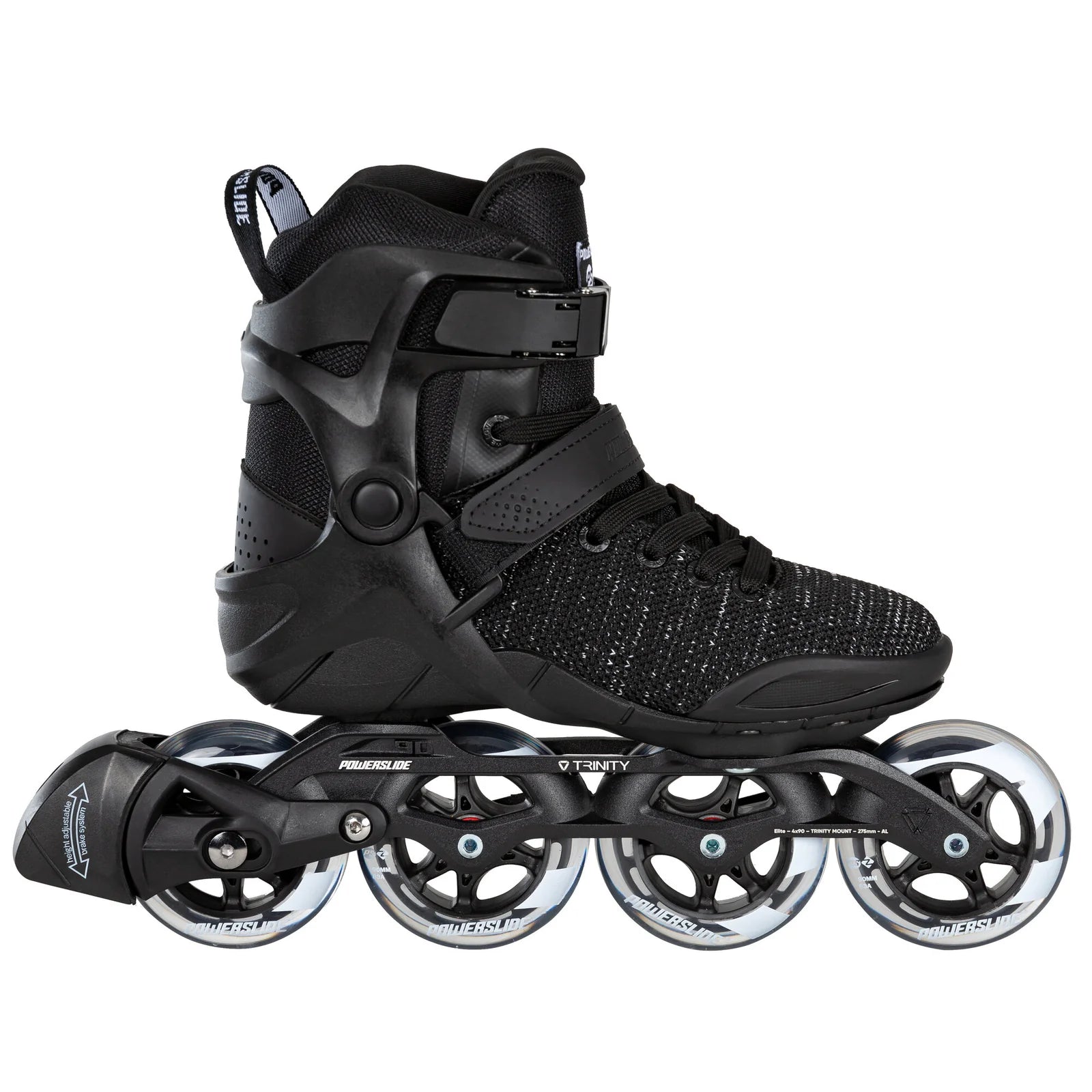 Powerslide Phuzion Xenon Black 90 fitness inline skates with TRINITY mount and 90 mm wheels