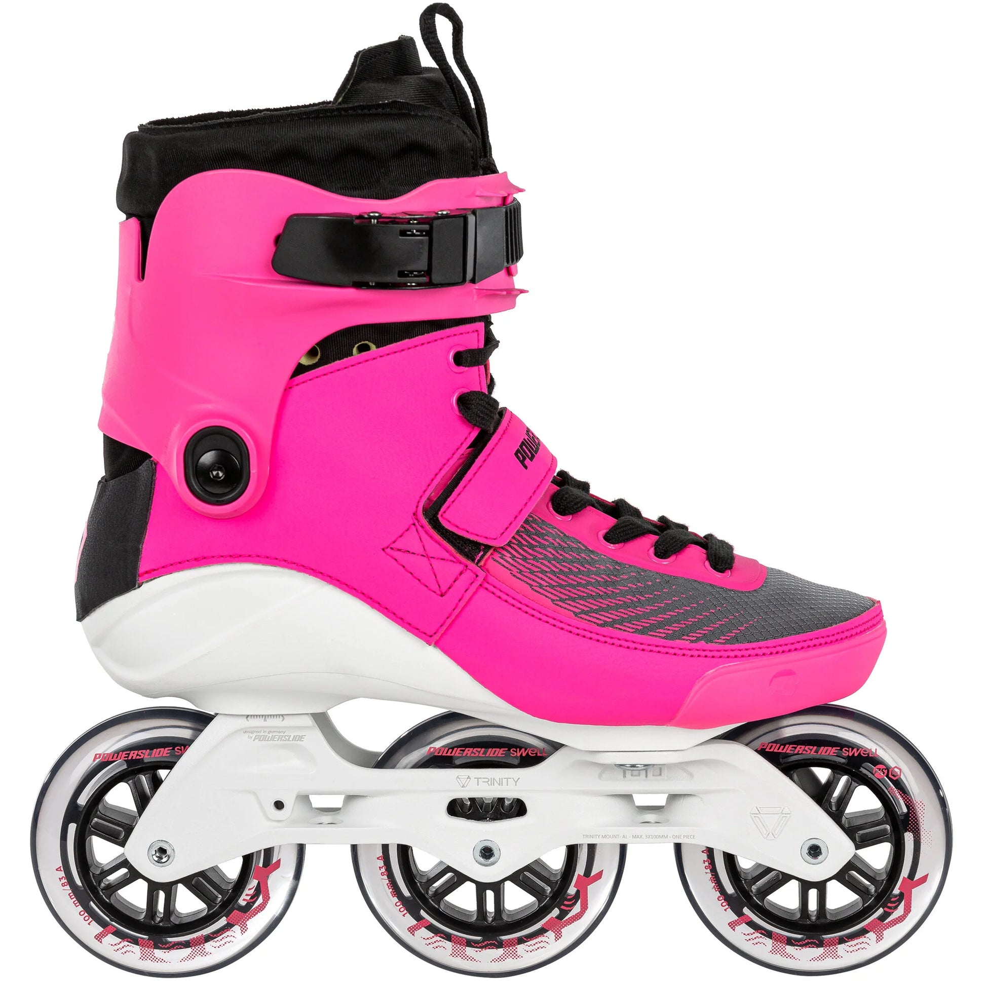 Powerslide SWELL Electric Pink 100 fitness inline skates with TRINITY X mount and 3DAP fit